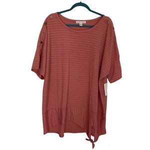 New York Laundry Side Tie Knit Striped Tunic Top Women's 3X